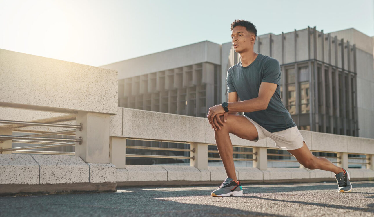 Man stretching outdoors after hormone therapy for men Ellicott MD